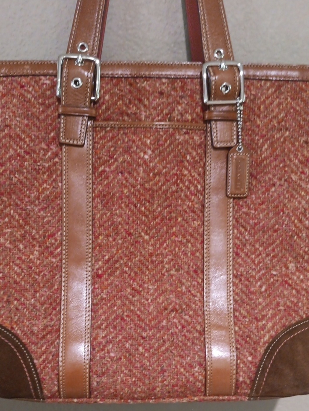 Coach Herringbone Tweed Suede Leather Bag - Picture 4 of 16